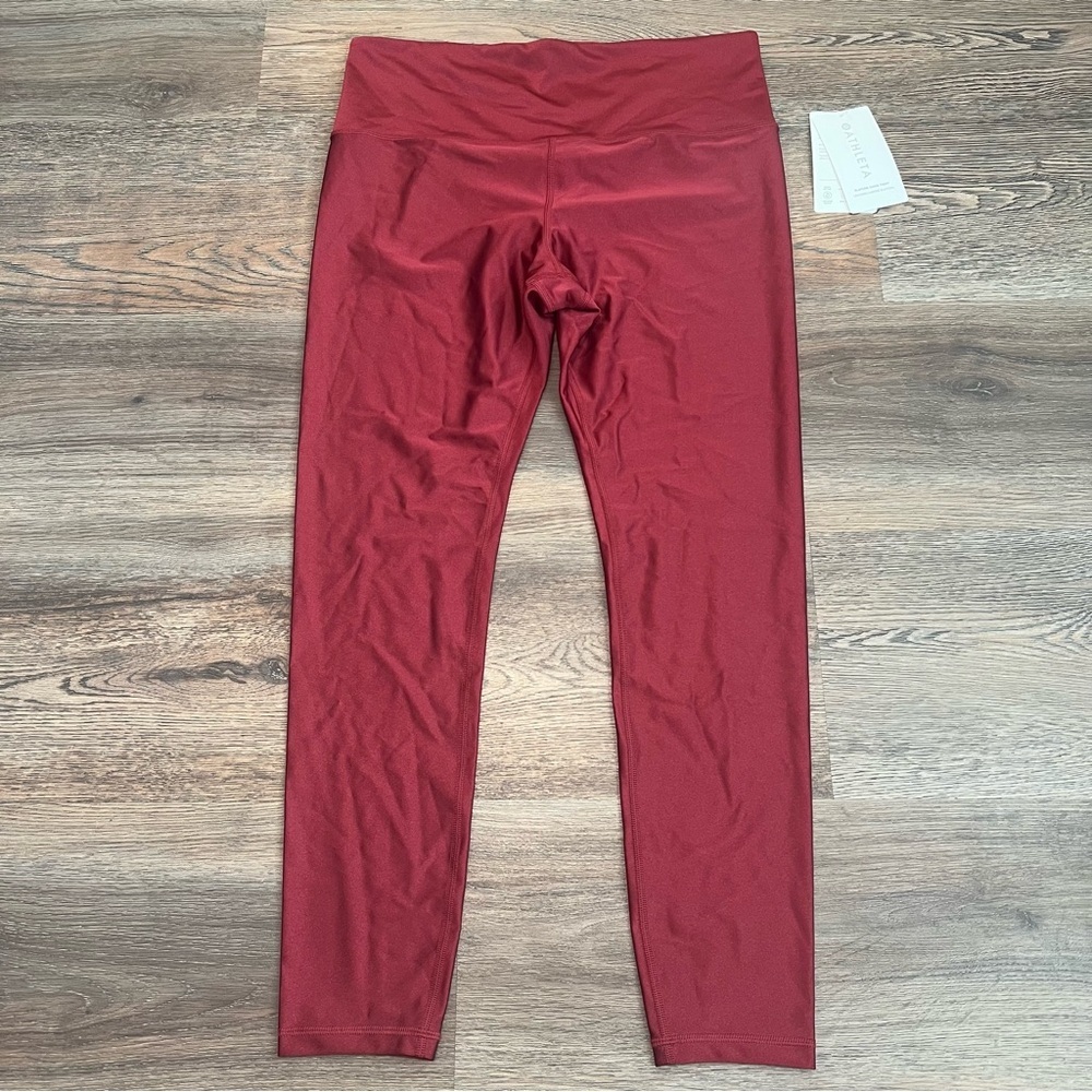 NWT Athleta Elation Shine Tight Leggings XL Red High Rise Athletic Yoga Pants